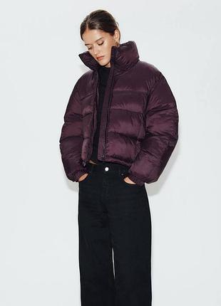 Жіноча зимова куртка пуховик стьобаний анорак zara