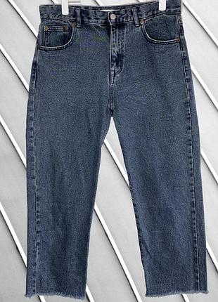 Женские голубые укороченные джинсы pull &amp; bear eu 40 m l 38 40 пулл энд бир прямые с необработанным краем pull &amp; bear eu 40 m l