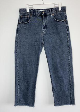 Женские голубые укороченные джинсы pull &amp; bear eu 40 m l 38 40 пулл энд бир прямые с необработанным краем pull &amp; bear eu 40 m l 2