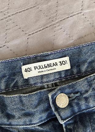 Женские голубые укороченные джинсы pull &amp; bear eu 40 m l 38 40 пулл энд бир прямые с необработанным краем pull &amp; bear eu 40 m l 7