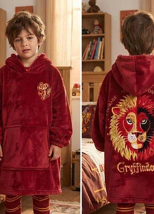 Мягкая детская пижама с факультетом гарри поттера "gryfffindor" с вышивкой спереди и сзади, с карманами и капюшоном ✨