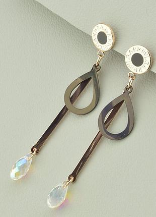 057091 сережки 'fashion' crystal (позолота 18к)