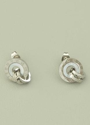 117503 серьги 'stainless steel' перламутр (родий)