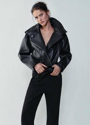 Жіноча байкерська куртка косуха з еко шкіри zara