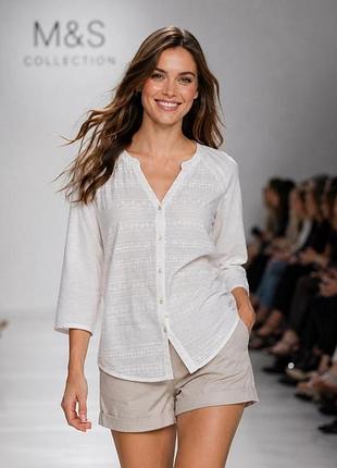 Блуза жіноча marks & spencer біла m-l (бавовна / віскоза)