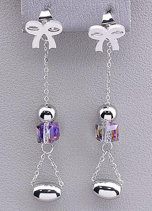 Серьги 'fashion' crystal (родий) из медицинского сплава