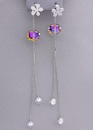 Серьги 'fashion' crystal (родий) из медицинского сплава