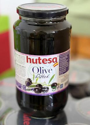 Маслины оливки черные 900г большая банка hutesa