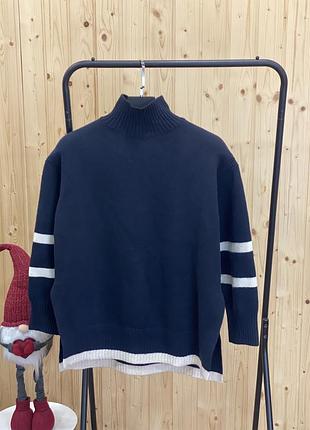 🖤трендовый свитер оверсайз h&amp;m с высоким горлом и полосами на рукавах🖤 4