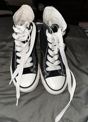 Кеди унісекс converse класичні чорні з білою шнурівкою