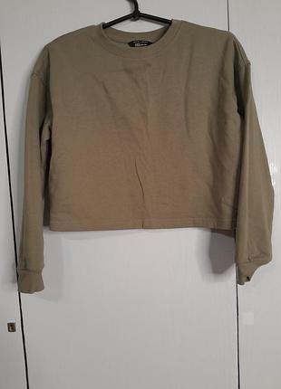 Базовий кроп-світшот колір хакі / оливковий new look (xxs / xs / підліток 152-158 см)