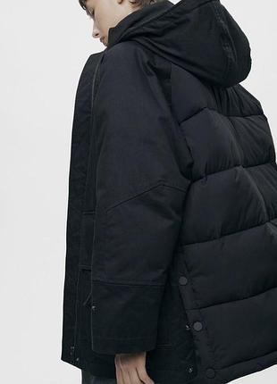 Zara комбінована стьобана куртка парка zw collection padded jacket