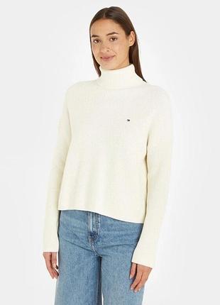 Жіночий светр tommy hilfiger оверсайз білий бавовняний