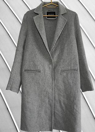 Женское серое шерстяное пальто guess l m 40 42 гесса оверсайз пальто на одну пуговицу базовое шерстяное guess l m 40 42