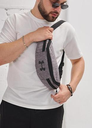 Бананка under armour сірий меланж, чорне лого #