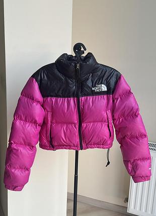 Пуховик жіночий the north face nuptse cropped down jacket рожевий