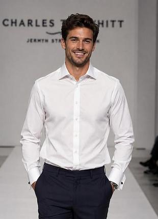 Рубашка мужская charles tyrwhitt белая xl (100% хлопок) под запонки