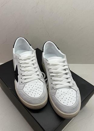 Кеди жіночі golden goose білі з чорним, розмір 39, довжина устілки 25,4 см, натуральна шкіра