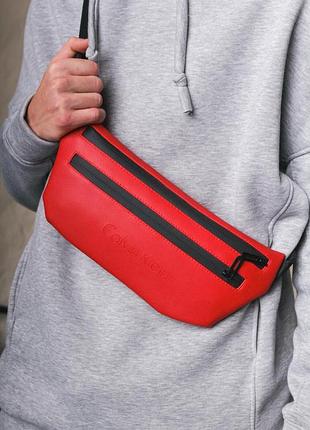 Бананка-сумка з шкірозамінника червона calvin klein #