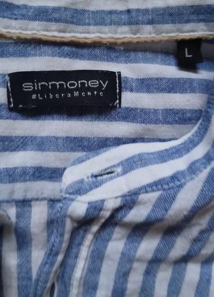 Сорочка чоловіча sirmoney лляна в смужку, біло-синя, розмір l
