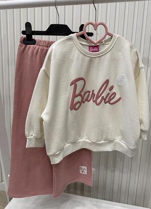 Повсякденний костюм для дівчинки barbie молочний з рожевим