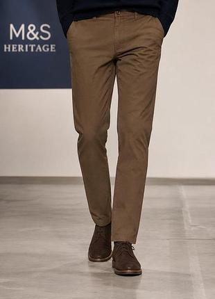 Брюки мужские m&amp;s heritage бронзовые, хлопок+эластан, размер l w34l29
