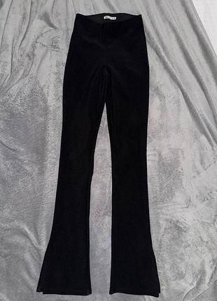 Штани кльош в рубчик жіночі чорнi zara