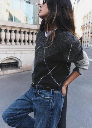 Светр жіночий сірий ромби zara new