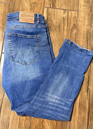 The stronghold selvedge jeans w34 l30 relaxed tapered blue — чоловічі сині джинси, selvedge denim, ширина 86 см, довжина 76 см