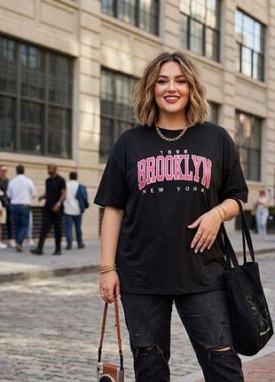 Футболка женская бренда shein с надписью "brooklyn" 🖤