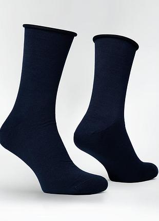 Бездоганні шкарпетки з плоским швом premier socks — темно-сині, унісекс, раз м. 40-42, 43-45