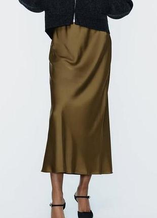 Сатиновая макси юбка zara