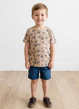 🌋 нова стильна футболка з вулканами та пальмами anko organic cotton (розмір 5, зріст 115 см)