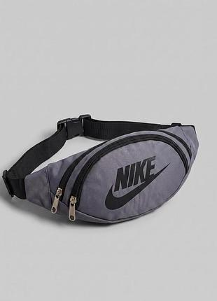 Бананка nike 1000d темно-серая, черное лого (маленькая) #