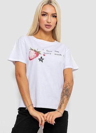 Футболка женская с принтом, цвет белый, 221r5066