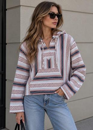 Худі пончо в смужку pull&bear (лінійка pacific republic) / баха худі