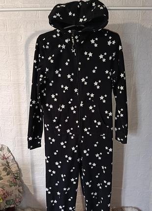 Уютный подростковый флисовый комбинезон / кигуруми h&amp;m в звездочки возраст 14+