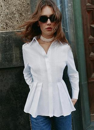 Сорочка жіноча біла поплінова zara new