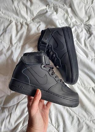 Крутые зимние кроссовки унисекс nike air force black 36-46