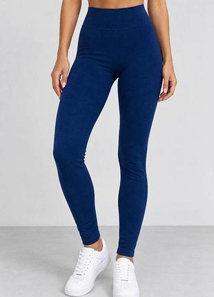 Лосины женские однотонные в рубчик, цвет синий, 214ru200