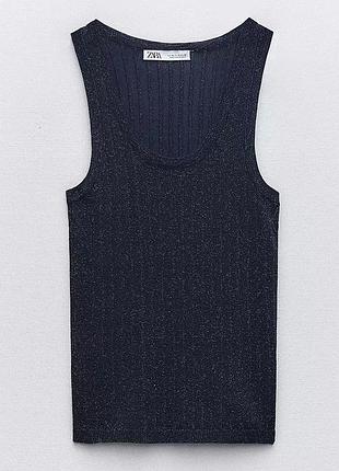 Стильна майка в рубчик з люрексом від zara, xs