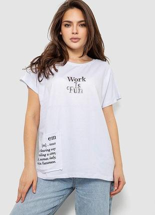 Футболка женская с принтом, цвет белый, 244r3017