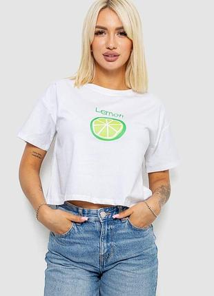 Футболка женская с принтом, цвет белый, 221r9904