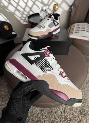 Чоловічі кросівки nike air jordan 4 retro psg white burgundy black