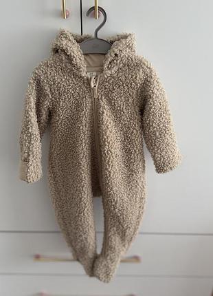 Зимовий комбінезон для дітей h&m бежевий флісовий
