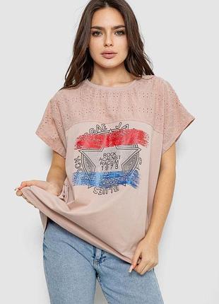 Футболка женская с принтом, цвет бежевый, 244rw532