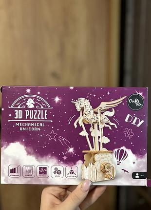 🦄✨ дерев’яний механічний 3d-пазл «єдиноріг» від crafts & co