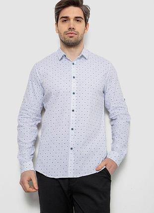 Рубашка мужская однотонная с принтом, цвет белый, 186r6918-2