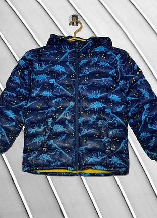 Детская синяя демисезонная куртка mountain warehouse 5-6 лет 110 116 см маунтин верхаус с динозаврами куртка 5-6 лет