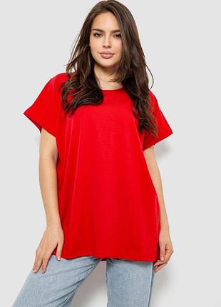 Футболка женская однотона, цвет красный, 244r2400